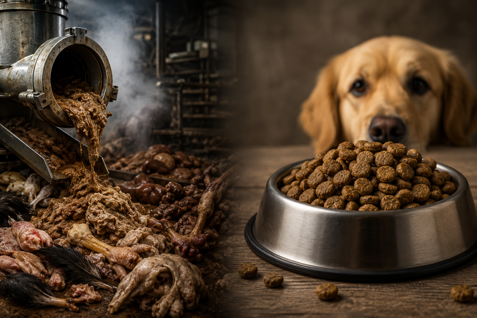 Herstellung von Trockenfutter für Hunde in einem industriellen Extruder